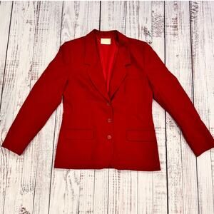 Pendleton Virgin Wool Blazer Women’s 12 Tall Red Made in USA Vintage